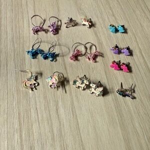Unicorn Charm Kids Earrings Set - Multicolor